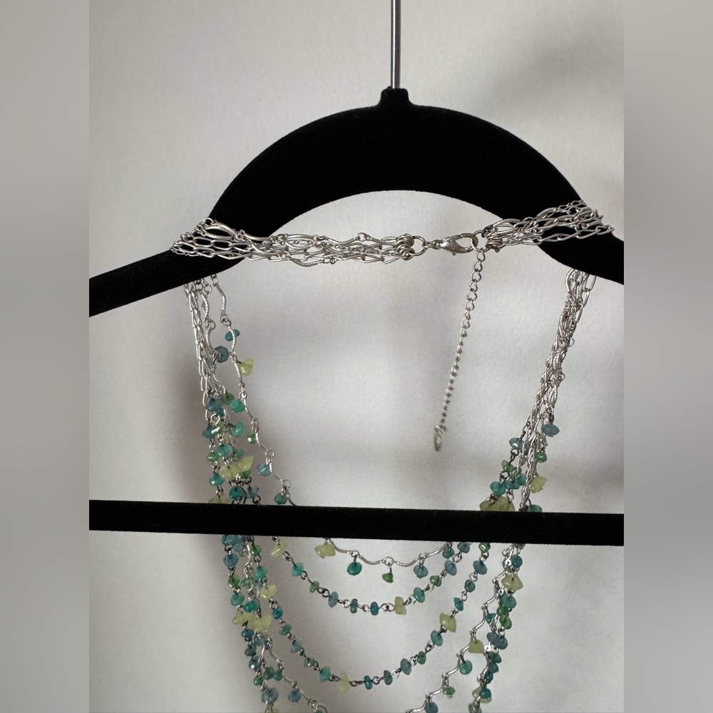 Alfani Blue and Green Stone Silver Statement Necklace - Picture 5 of 5